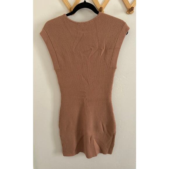 Abercrombie & Fitch Dress Women's Small Tan Knit Mini Sleeveless Bodycon Sweater - Picture 7 of 7